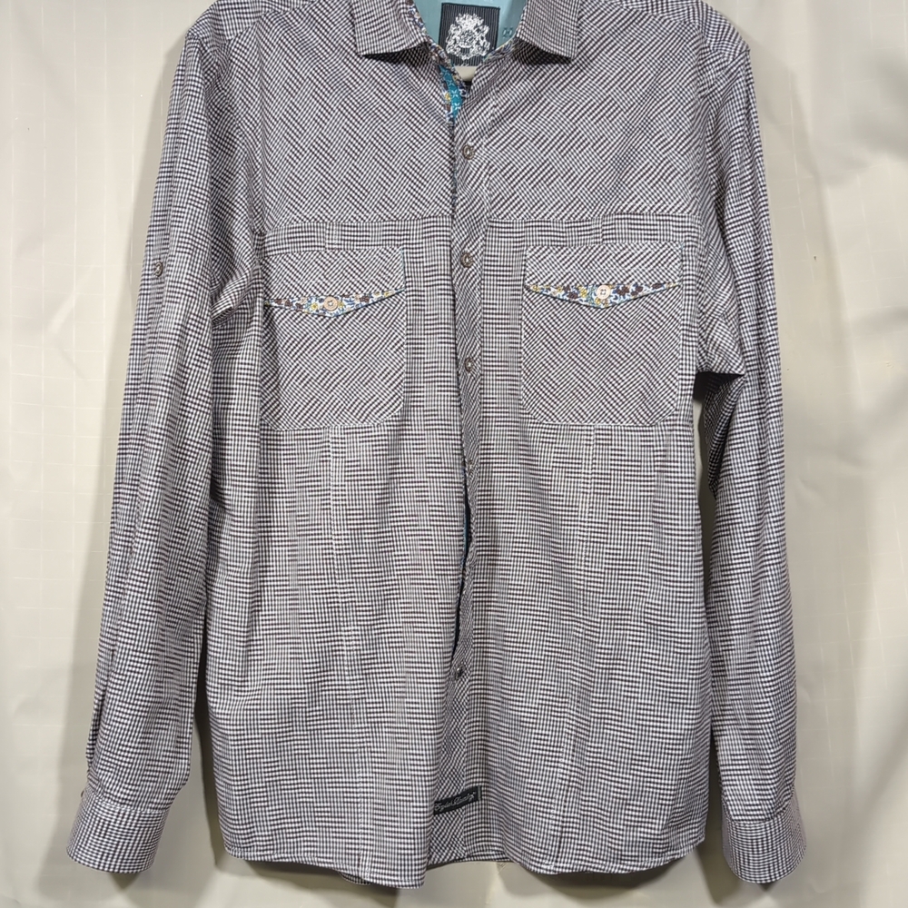 English Laundry Brown Checkered Casual Button Down Shirt